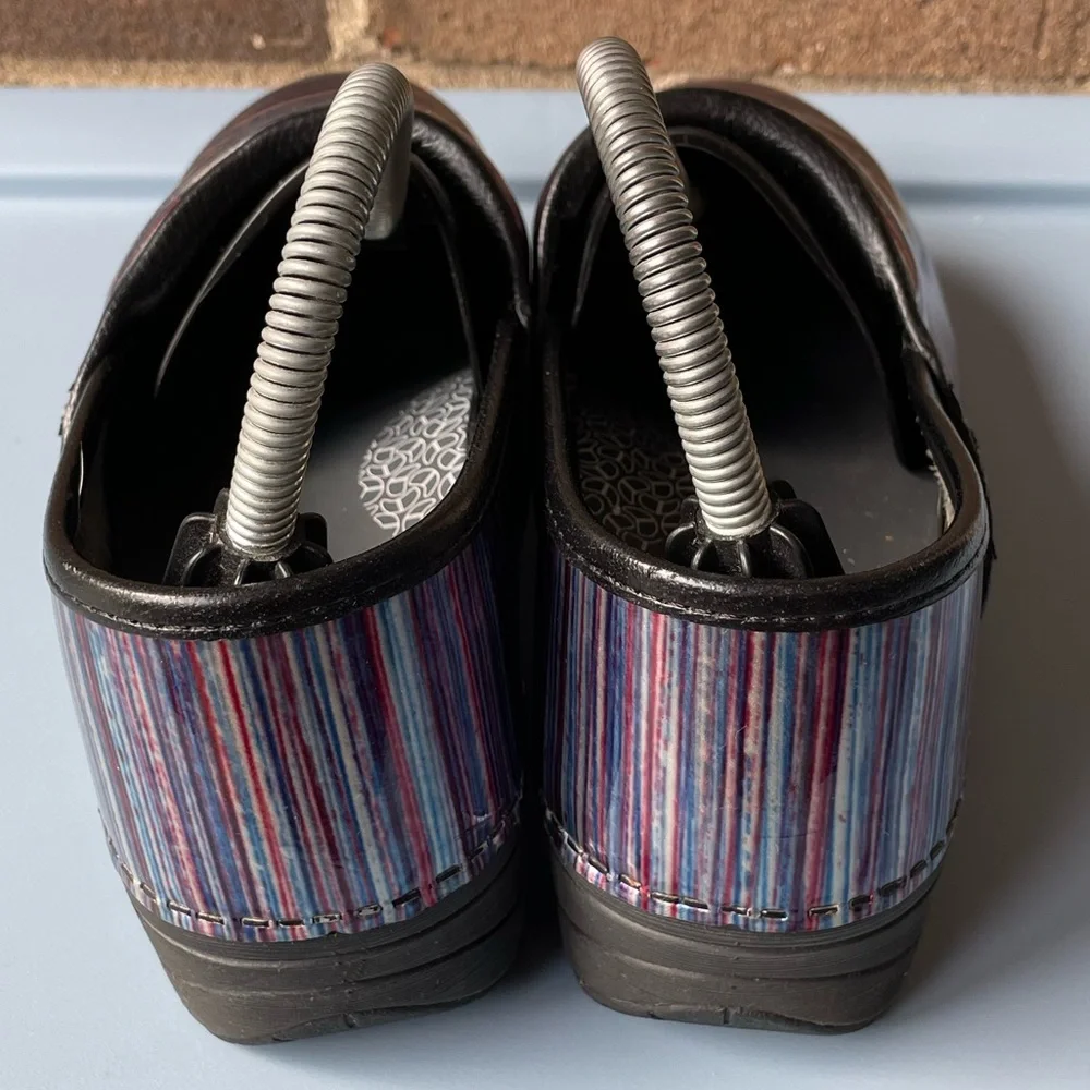 Dansko XP Patent Stripe Rainbow Clogs - Picture 4 of 8